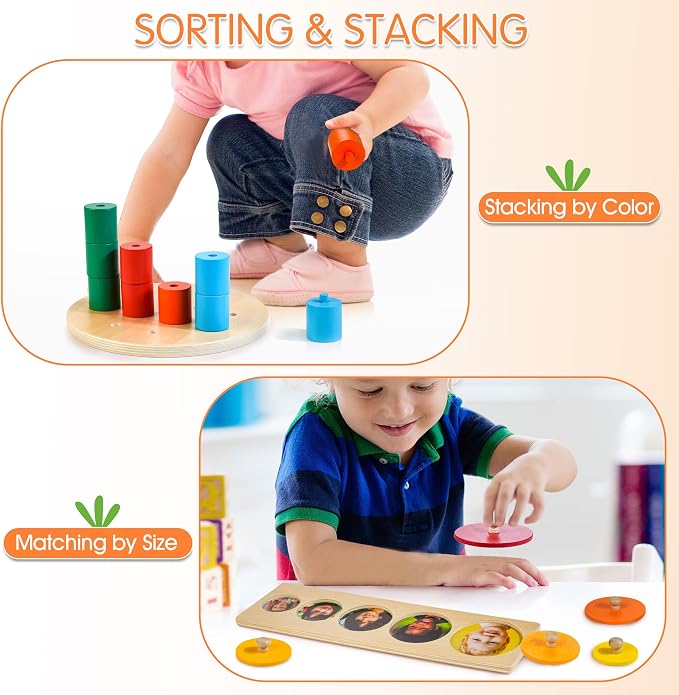 WOODMAM Wooden Montessori Toys for 1+ Year Old, 9 in 1 Educational Play Kit | Toys for 13-18 Months, One Year Old Boy Girl Birthday Gift, Early Learning Toys with Xylophone, Pound Bench, Shape Puzzle