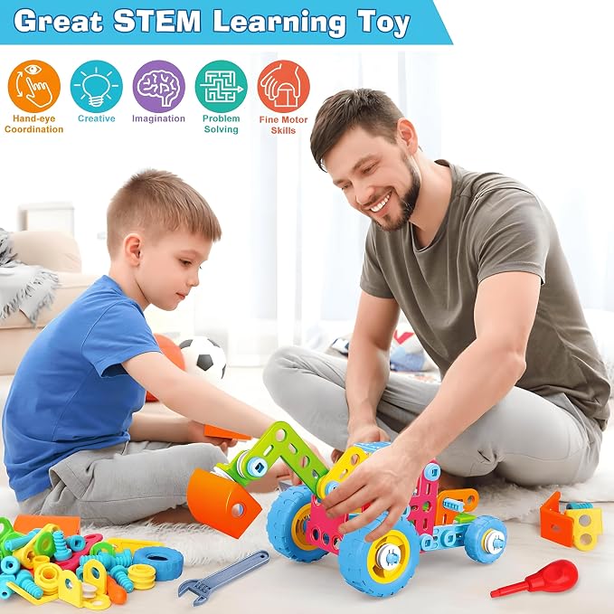MOONTOY STEM Toys for 3 4 5 6 7 8+ Year Old Boy Birthday Gift, Building Toys for Kid Age 4-8 5-7 6-8 8-12, Preschool Educational Stem Kit Creative Activities for Boys Girls Christmas Idea Gift 118pcs
