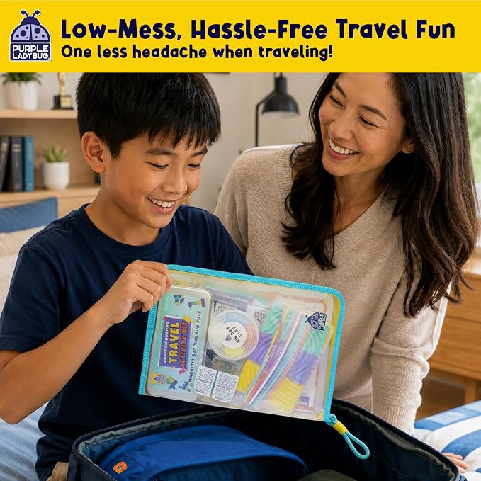 Road Trip Essentials for Kids Kit with 10+ Screen Free Activities | Roadtrip, Car Ride and Airplane Activities, Sensory Toys, Travel Games, Crafts, Fidgets, For Boys and Girls