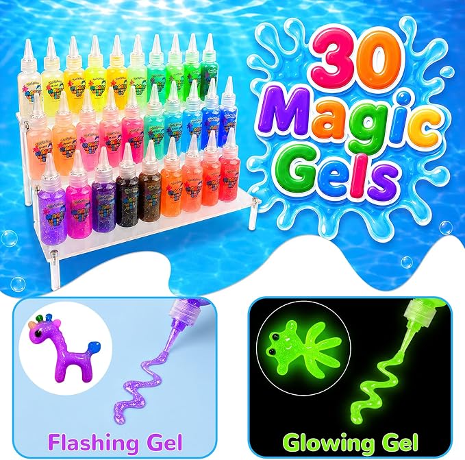 NiuSphere Magic Water Elf Toy Kit, 30 Gels & 20 Molds, Squishy Maker Set | Aqua Fairy Gel Kit, Make Your Own Squishy Water Pets, DIY Sensory Craft Kit, Party Favors & Birthday Gifts for Kids Ages 3+