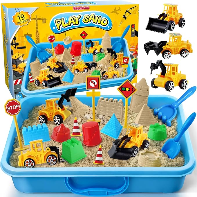 Sensory Bin Construction Kit with Sensory Sand | Play Sand, Pretend Play Beach Toy, Sandbox for Girls and Boys