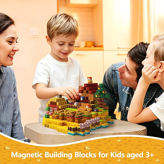 idoot 100PCS Magnetic Blocks, Farm Themed Building Toys for Kids Ages 3+ | Freely Combine Characters, Animals and Crops, Cultivate Hands-On Ability and Creative Thinking, Birthday Gifts for Boys Girls