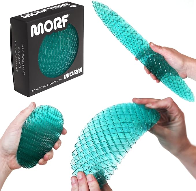 Morf Worm 3D Sensory Figgy Fidget Toy, Cyan, Large | Quiet Fidget Toy: Sensory toy for focus and stress relief; satisfying tactile play for classrooms, desks, and travel