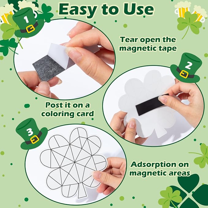X1zuue 30Pcs St. Patrick's Day Color Your Own Magnets Art Crafts for Kids | Shamrock Blank Coloring Magnets for Holiday Irish Party School DIY Activities Fridge Whiteboard Decor Supplies