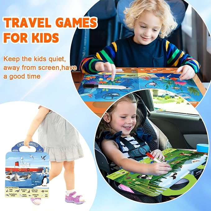 Search and Find Books for Kids 3-5, Reusable Preschool Learning Activities, Perfect Road Trip Car Airplane Games, Educational Toys, Busy Books for 3 4 5 6 Year Old Boys Girl Christmas Birthday Gifts