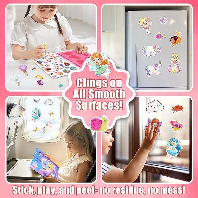 Jelly Sticker Book for Kids 3-5, Reusable Sticker Book for Toddlers | Waterproof Easy to Clean Road Trip Activities, Easter Basket Stuffers & Travel Essentials (Princess)