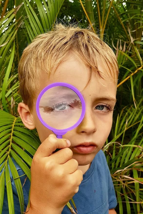 Purple Adventure Kidz Outdoor Exploration Kit | Children's Binoculars with Case, Flashlight, Compass, Fox Whistle, Magnifying Glass, Backpack