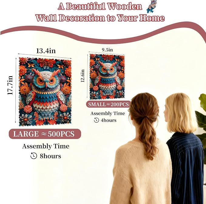 MEATRN Wooden Puzzles for Adults, 200 Pieces Owl Wood Puzzles | Forest Wildlife Animal Theme Jigsaw Puzzles, Relaxing Family Game & Creative Gift, 9.5x12.6in