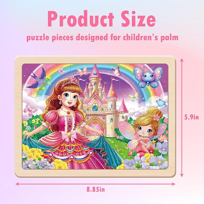 Puzzles for Kids Ages 4-6, 4x24 PCs Unicorn Princess Mermaid Wooden Puzzles | Unicorn Puzzles for Toddlers & Kids Ages 3-5, Preschool Educational Puzzles Toys, Birthday Gifts Set for Girls
