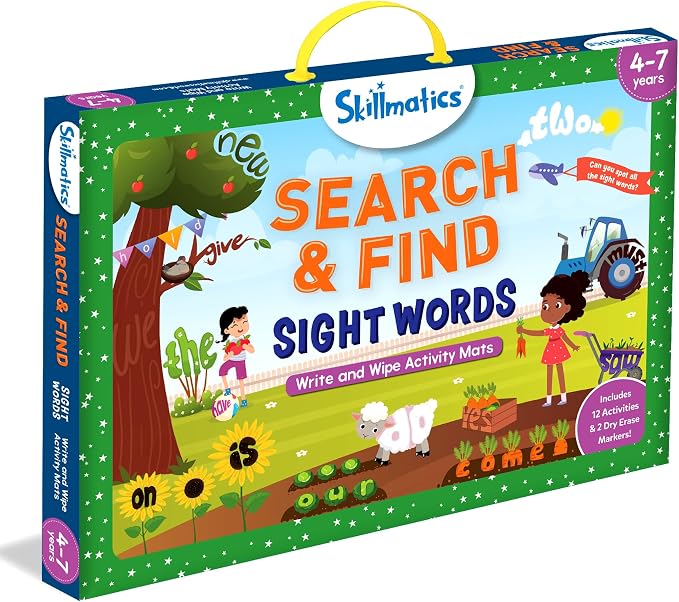 Skillmatics Search and Find – Sight Words, Reusable Activity Mats | Educational Learning Activities, Repeatable & Builds Vocabulary, Screen-Free, Gifts for Kids Ages 4, 5, 6, 7