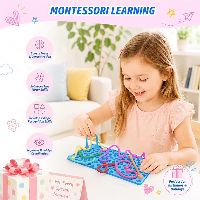 Sensory Activity Board,Fidget Toys for Kids & Adults with Shape Matching, Quiet Busy Board for Travel, Airplane, Car& Classroom, Calming Sensory Toy for Focus & Relaxation, Autism & ADHD Support（Blue)