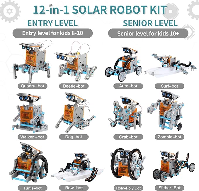 Lucky Doug 12-in-1 Solar Power Robot Building Kits Toys for Boys Girls Ages 8-13, STEM Kit Gifts for Kids 8 9 10 11 12 13 Years, DIY Educational Science Building Robotic Set Gifts for Teenagers