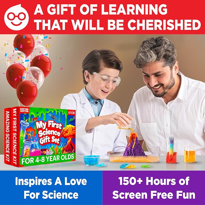 Doctor Jupiter My First Science Gift Set for Kids Ages 4+ | Birthday Gift Ideas for Boys & Girls 4, 5, 6, 7, 8 Year Olds, Science Kits for Kids Ages 5-7, STEM Educational Toys