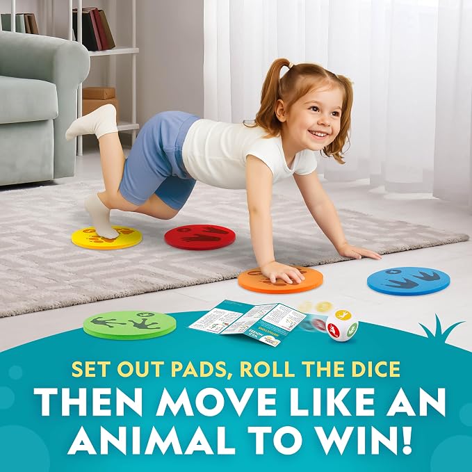 National Geographic Kids Wild Movers Animal Activity Game for Toddlers | Animal Movement Game, Dice and Landing Pads, 4 Ways to Play, Active Preschool Play, Play & Learn Cards, Ages 3+