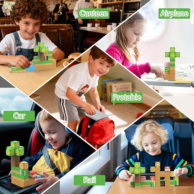 45PCS Mini Magnetic Blocks Travel Set, STEM Building Toy for Kids Ages 3+ | Travel storage case; DIY magnetic tile builds; Mini outdoor portable size; Spatial STEM learning; Kids travel quiet toy