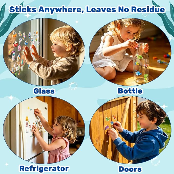 Elfew 6Pack Reusable Sticker Books for Toddlers 2-4 3-5 | 3D Puffy Stickers, 6 Themes, Waterproof, Mess-Free Sticker Activity Book, Travel Toys Birthday Gifts for Boys Girls