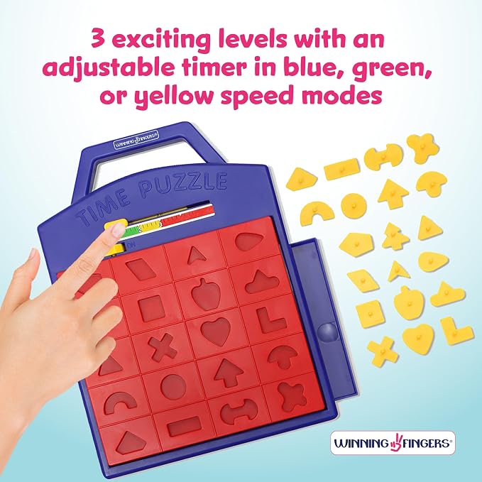 Winning Fingers Shape Toy Puzzle Game – Pop Up Board Game with Shape Puzzles - Two Players Concentration Games Puzzle Board Matching Game - Educational Toy for Kids 3 Years and Older