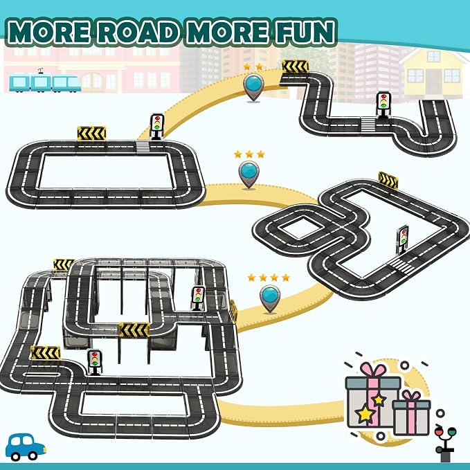 Magnetic Tiles - Road Expansion Pack, Preschool Magnet Toys for Toddlers
