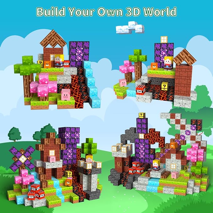 150PCS Magnetic Blocks Magnet Building Cubes Birthday Gifts for Kids | 0.8in Magnetic Cubes, STEM Learning Magnet Toy, Building Toys for Kids Ages 3+, Christmas Party Gifts for Boys and Girls