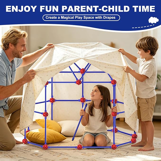 Fort Building Kit for Kids 4-8 8-12, 140 Pcs STEM Building Toys, Kids Fort | DIY Castles Play Tent Tunnels,Ultimate Creative Set for Indoor Outdoor, Christmas Birthday Gifts for Age 4 5 6 7 8 9 10 11 12