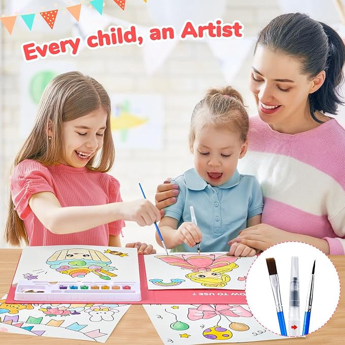 JoyCat Paint with Water Coloring Books for Toddlers (Party) | Watercolor Painting Set for Kids Ages 3-5 & 4-8, Arts & Crafts Drawing Activity Travel Toy, Birthday Gifts for Boys & Girls