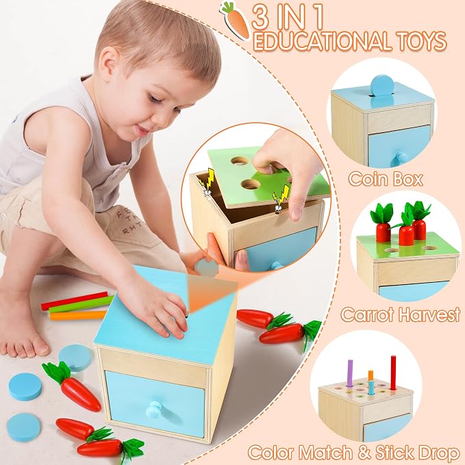 WOODMAM Wooden Montessori Toys for 1+ Year Old, 9 in 1 Educational Play Kit | Toys for 13-18 Months, One Year Old Boy Girl Birthday Gift, Early Learning Toys with Xylophone, Pound Bench, Shape Puzzle