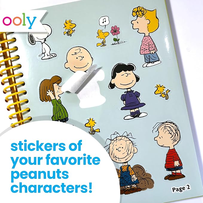 Ooly Peanuts Officially Licensed Snoopy Coloring Activity Kit, 21 Piece | Ages 3+, Peanuts, 8 Washable Markers, 8 Jumbo Crayons, 40 Drawing Sheets, 4 Sticker Activities, and Travel Box