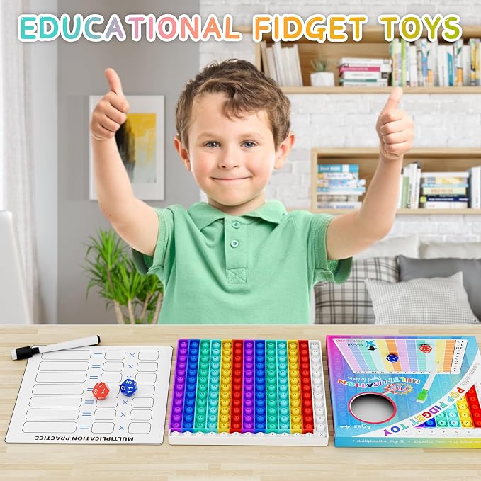 COOVA Multiplication Chart Pop It - Multiplication Game Board, 12x12 Times Table Math Game Board for Kids Learning, Educational Multiplication Machine Toy