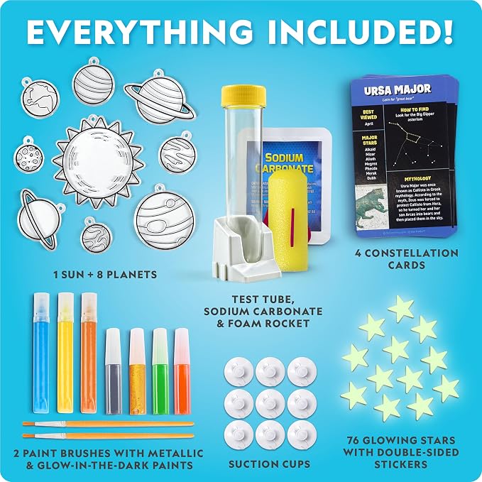 National Geographic Mega Space Science and Craft Activity Kit for Kids | 100+ Pieces, Launch a Rocket, Create Glowing Constellations, Paint a Solar System, Space STEM Crafts, Birthday Gift