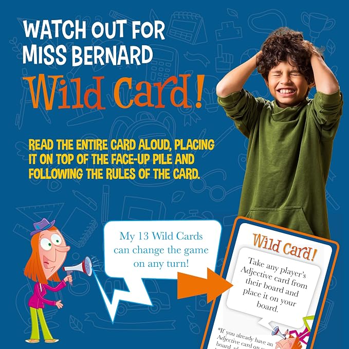 My Weird School Game Miss Bernard Is A Wild Card, Funny Educational Card Game for Kids and Family, Silly Sentence Building Game