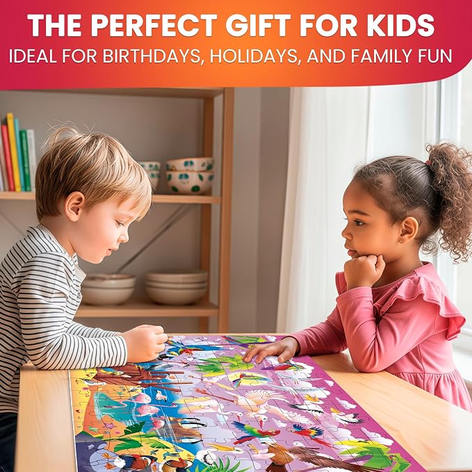 100 Piece Puzzles for Kids Ages 6-8 - 4 Jigsaw Kids Puzzles Ages 4-6 | Search and Find Ocean Forest Animals - Kids Puzzles Ages 5-8 - Learning Educational Game Toys for Children Ages 8-10