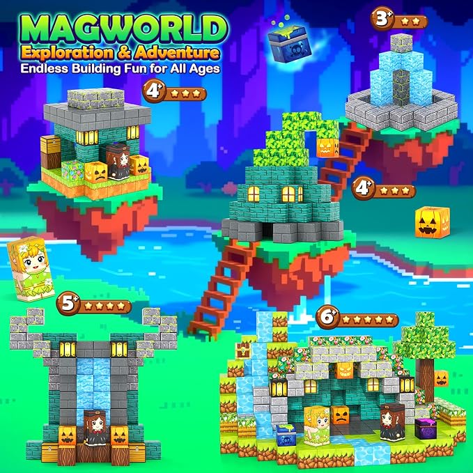Magnetic Blocks - 100PCS 0.8" Building Cubes Mine Magnet World Craft Set | Sensory Autistic Kids Friendly Focus Toys - Magical Enchanted Playset, STEM Creative Toy Gifts for Ages 3-5 4-6 5-7 8-12