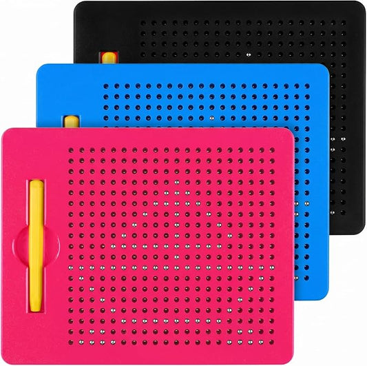 Yexiya 3 Pcs Magnetic Drawing Board for Kids, Toddler Travel Drawing Kit Magnet Sketch Thread Board with Stylus Pen and Beads Toy for Child Quiet Time Activities (7 x 8.5 Inches,Multicolor 2)