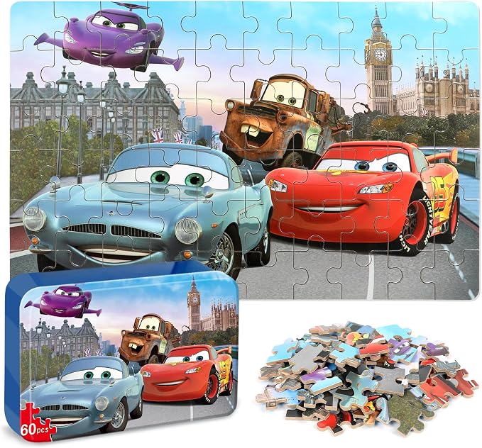 Puzzles for Kids Ages 4-8 60 Pieces Jigsaw Puzzles for Boys and Girls | Educational Learning Puzzles in Metal Box