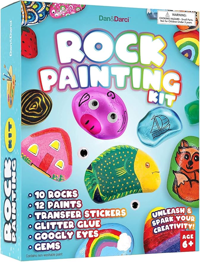 Rock Painting Kit for Kids - Arts and Crafts for Girls & Boys Ages 6-12 | Craft Kits Art Set - Supplies for Rocks Paint - Best Tween Gift Ideas for Kid Activities Age 6 7 8 9 10 11