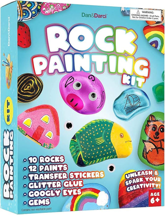 Rock Painting Kit for Kids - Arts and Crafts for Girls & Boys Ages 6-12 | Craft Kits Art Set - Supplies for Rocks Paint - Best Tween Gift Ideas for Kid Activities Age 6 7 8 9 10 11