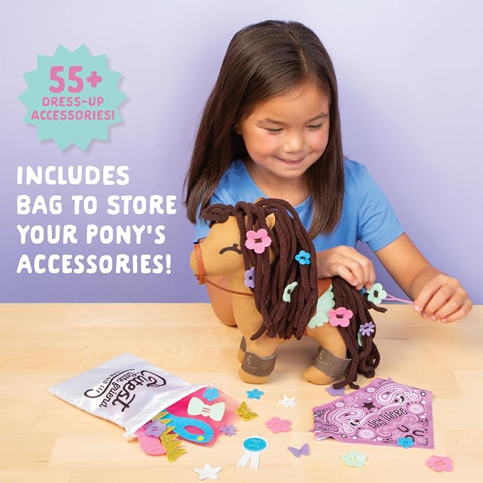 Craft- Tastic - Make a Friend Pony - Mini Sewing Kit, Arts and Crafts, Kids Crafts, Art Supplies, Craft Kit Makes 1 Easy-to-Sew Stuffie with Clothes & Accessories, Bonus Travel Tote Included Ages 5+