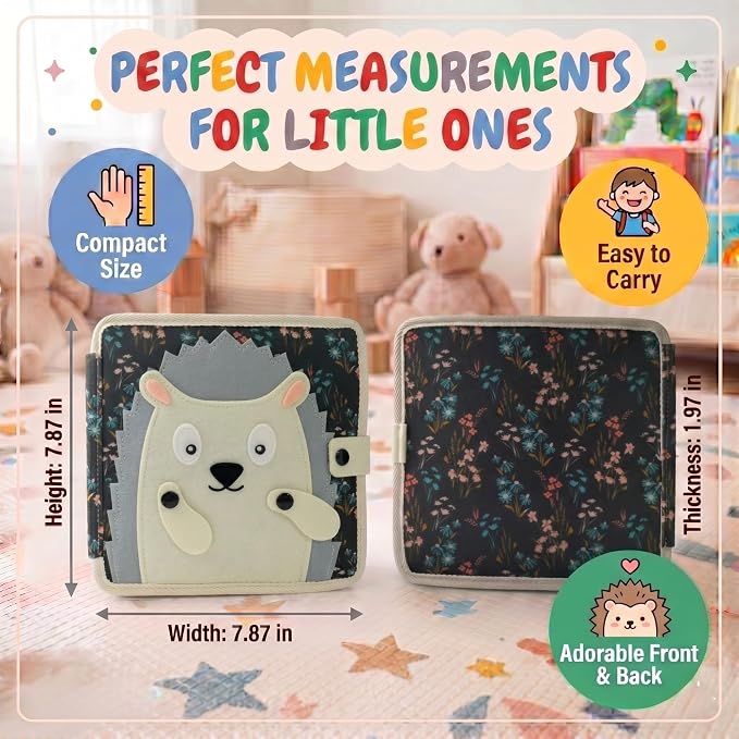 LUMS Busy Book for Toddlers 1-3 - Montessori Busy Board, Toddler Activity Book Ages 2-4, Felt Quiet Sensory Learning Travel Toy for 1 Year Old, Car & Airplane Rides
