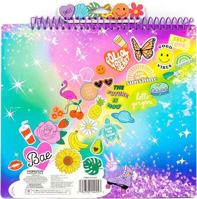 Just My Style Pop & Color Sketchbook, Creative Fidget Sketchbook and Pen Set, Great Weekend Activity, Includes Cute Puffy Stickers & Mindfulness Activity Book for Kids Ages 6, 7, 8, 9