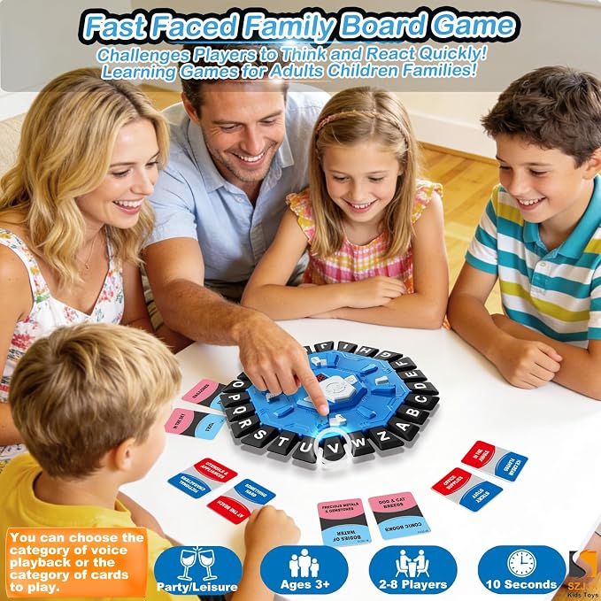 Word Game,Family Board Games with 2 Modes,220 Topics,Fast-Paced Letter Game | Pressing Games for Kids Adults Families,2–8 Players Home,Party,Classroom,Travel,with 220 Topic Categories,24 Letters,35 Cards