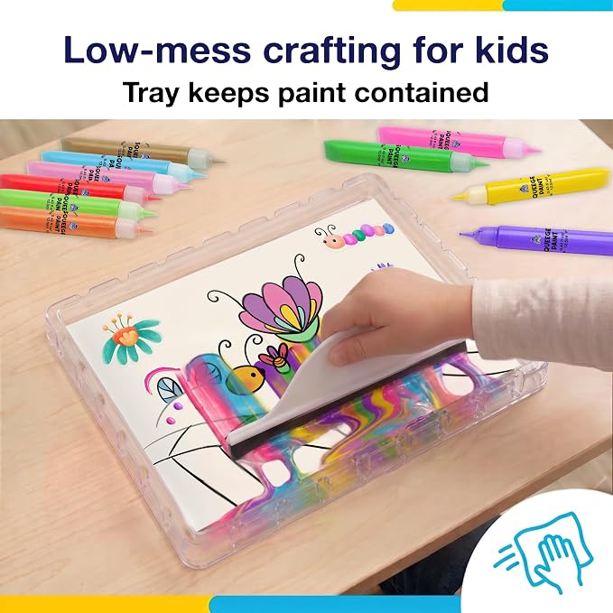 Squeegee Colour Squeeze Art Kit for Kids 4-8 - Blooms & Bugs Themed | Screen-Free Activity, Kids Painting Set with Bug Stickers, Great Birthday Gift for Creative Expression & Color Exploration