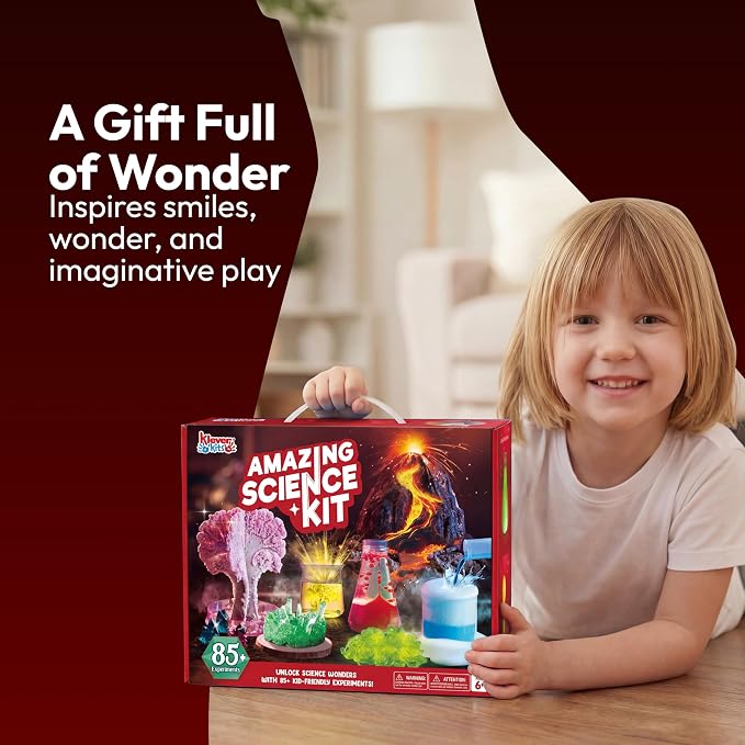 Klever Kits Amazing Science Kits- 85+ Experiments Educational Toys, STEM Activities with Erupting Volcano and Growing Crystal Tree for Kids Aged 6 7 8+