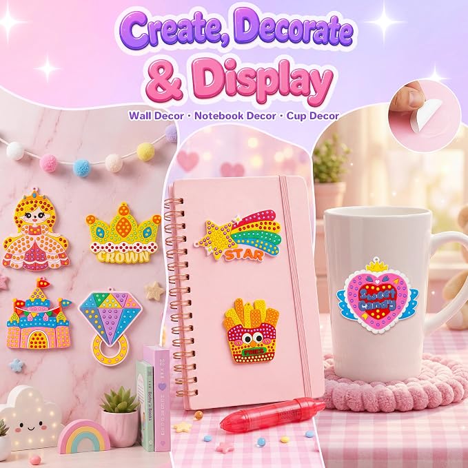 Kiditos DIY Bead Art Craft Kit with Magic Bead Pens for Kids Ages 3+ | Colorful Templates, Bead Chains, Stick-On Art, Backpack Charms & Creative Play