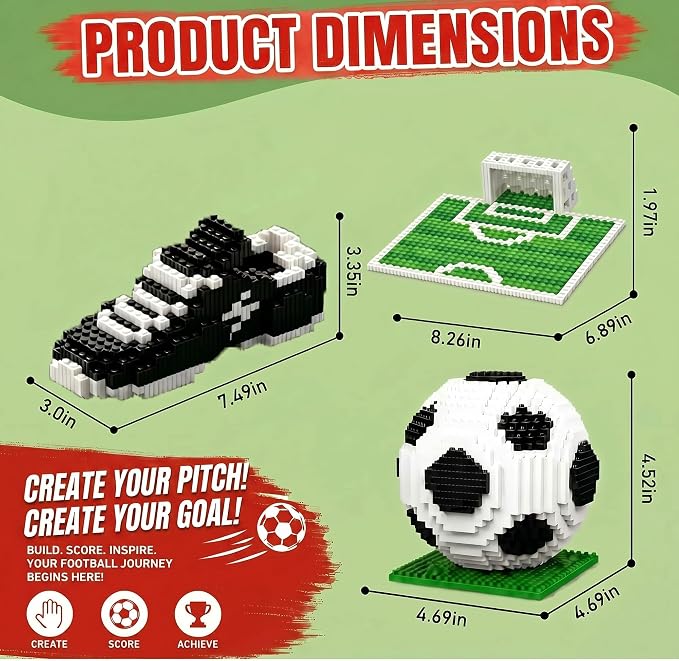 Soccer Ball Building Blocks Set, STEM Model Kit for Adults & Teens, Football Desk Decor Gift