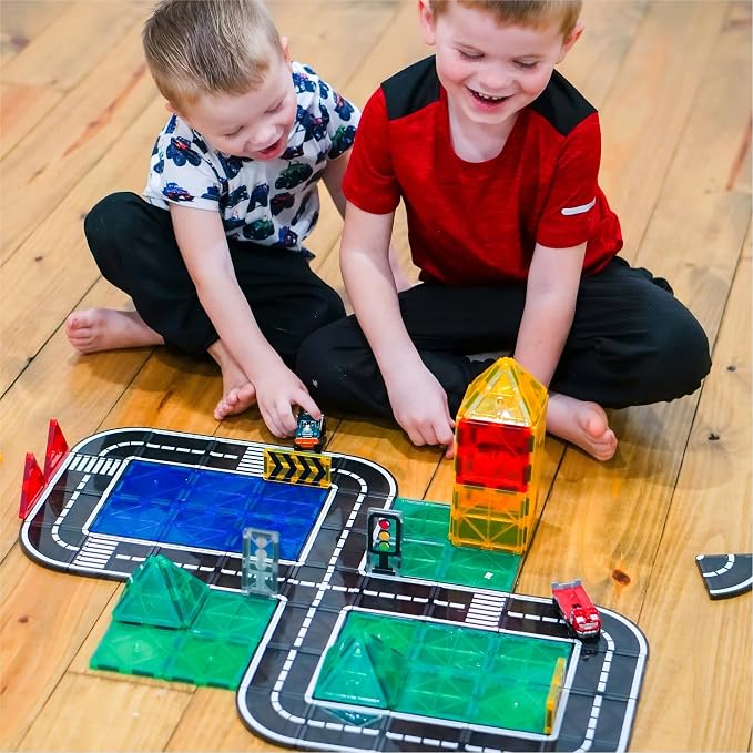 Magnetic Tiles - Road Expansion Pack, Preschool Magnet Toys for Toddlers
