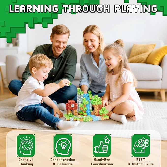 Magnetic Blocks 103PCS 1 inch Magnetic Building Blocks, Magnet Tiles Stacking Cubes Toy for Kids Build Forest World Set, STEM Game Toys for Boys Girls Age 3 4 5 6 7 8 Year Old Christmas Birthday Gifts