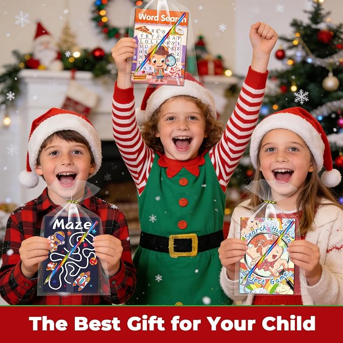 Elfew 20 Pack Activity Books Party Favors Set for Kids Ages 4-8 8-12 | 20 Colored Pencils & Gift Bags, Bulk Small Puzzles Books for Birthday Gift, Classroom Rewards, Party Goodie Bags Stuffers