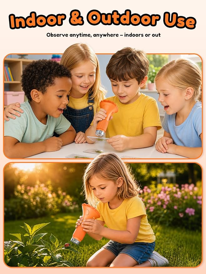 Acoath Microscope for Kids, 1000X Handheld Digital Miniscope with 2.0" Screen, Portable Pocket Microscope Education Toys Birthday Gifts for Age 3 4 5 6 7 8 9 10 Girls Boys