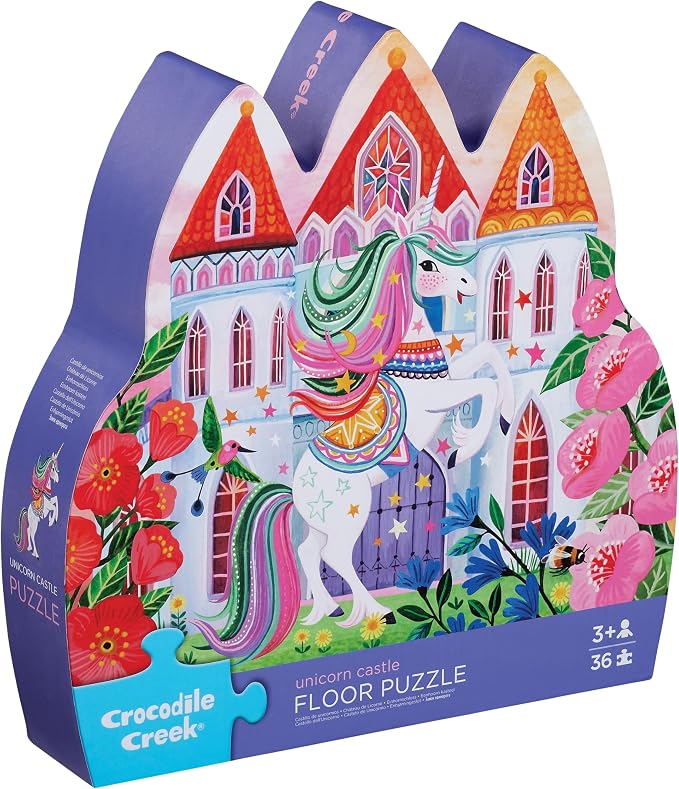 Crocodile Creek Jigsaw Puzzle, 36 Piece for Kids 3 Years and Up, Heavy-Duty Shaped Box for Storage, Finished Puzzle Size 18 x 24 inches, Unicorn Castle