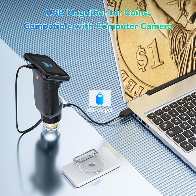LM013 Portable Digital Microscope with 2.8" LCD Screen | 1080 FHD Video, 12MP Handheld Microscope for Kids, 120X USB Coin Magnifier for Adults, 8 LED, Microscope Slides, PC View